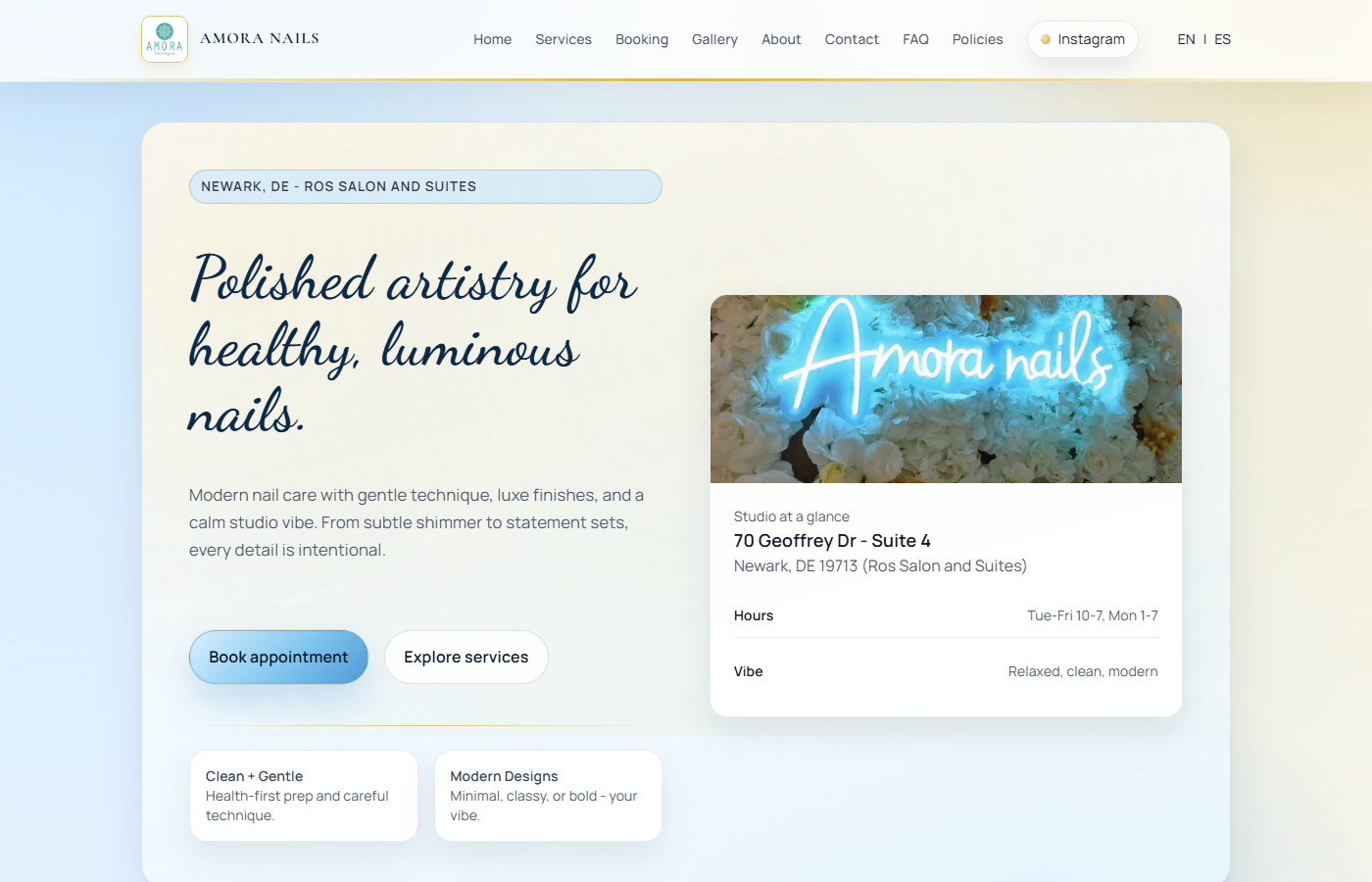 Amora Nails website preview