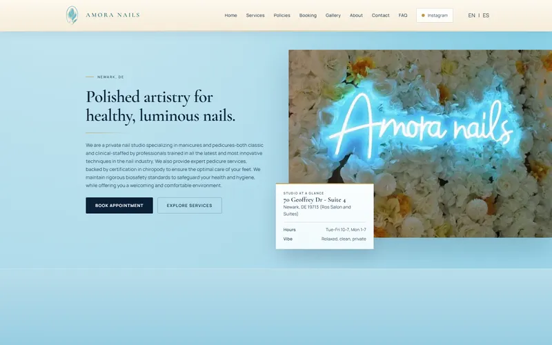 Amora Nails salon website