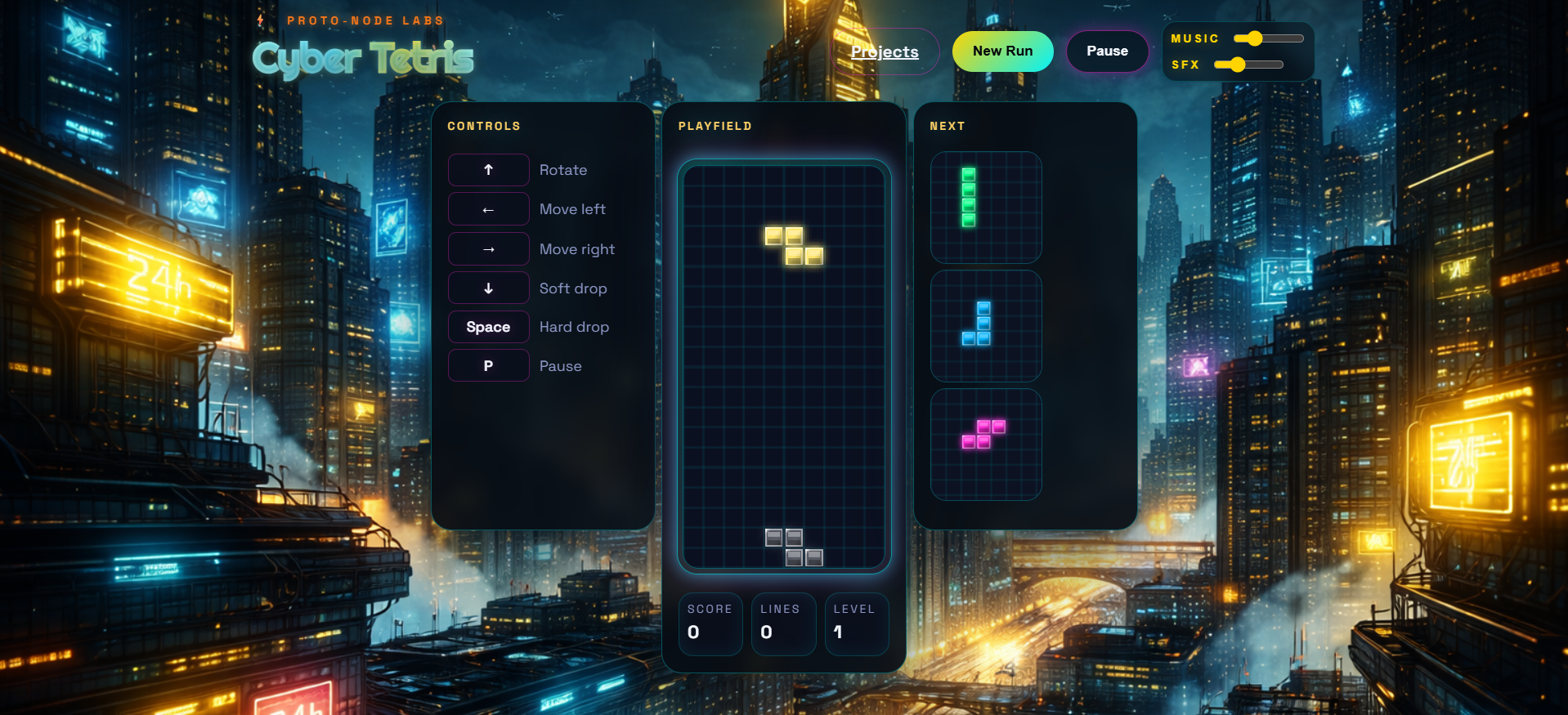 Cyber Grid Game — a browser-based block puzzle game by Proto Node Labs